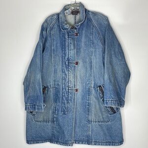 Vintage Gloria Long Denim Lab Jean Jacket Size Medium 80s